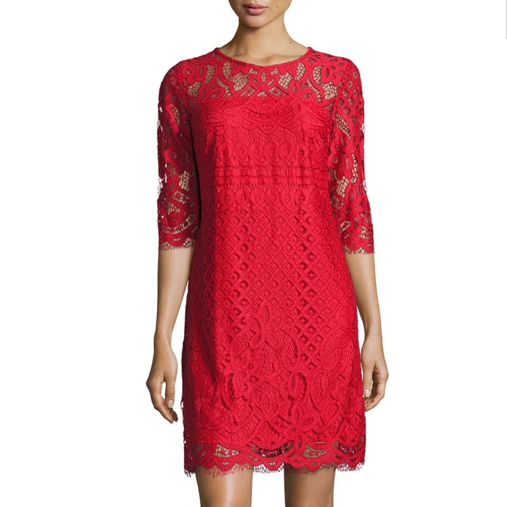Nordstrom’s Just Taylor 3/4 Sleeve Red Lace Dress